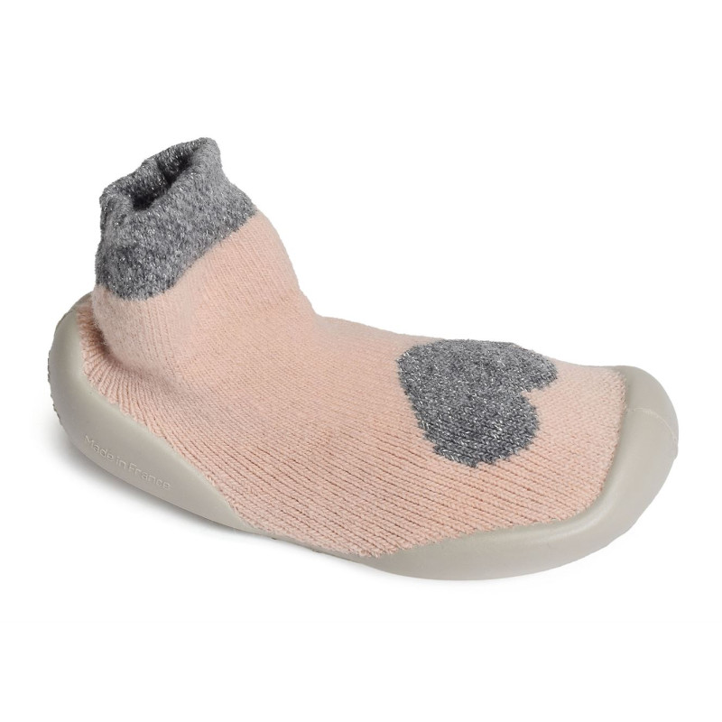 WARM HEART Rose Gris, Chaussons Chaussettes Collégien