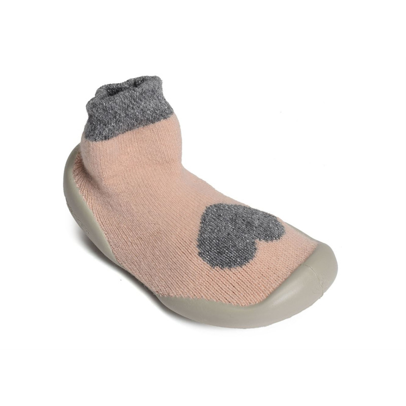 WARM HEART Rose Gris, Chaussons Chaussettes Collégien