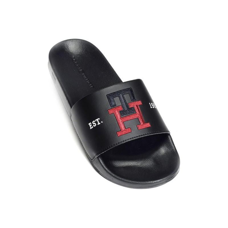 TH EMBROIDERY POOL SLIDE 4465 Noir, Claquettes Tommy Hilfiger