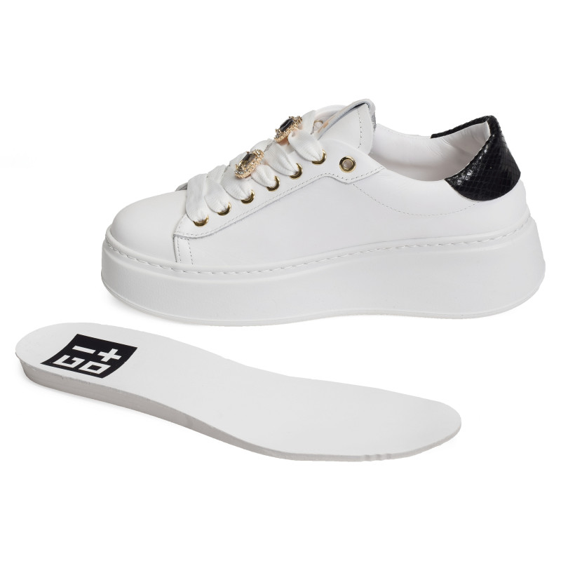 PIA 136A Blanc Noir, Sneakers basses Giopiu