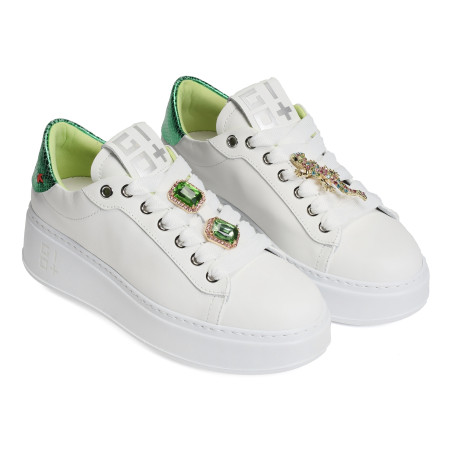 PIA 180C Blanc Vert, Sneakers basses Giopiu