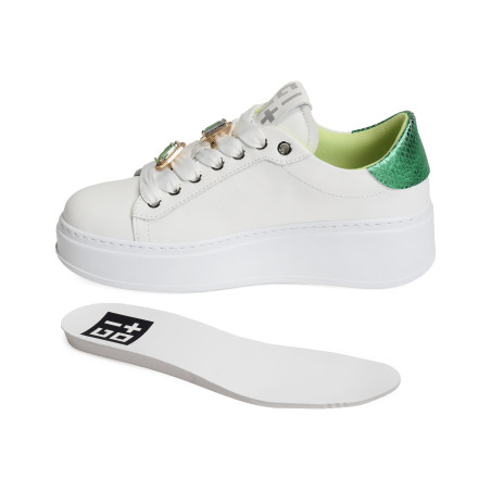 PIA 180C Blanc Vert, Sneakers basses Giopiu