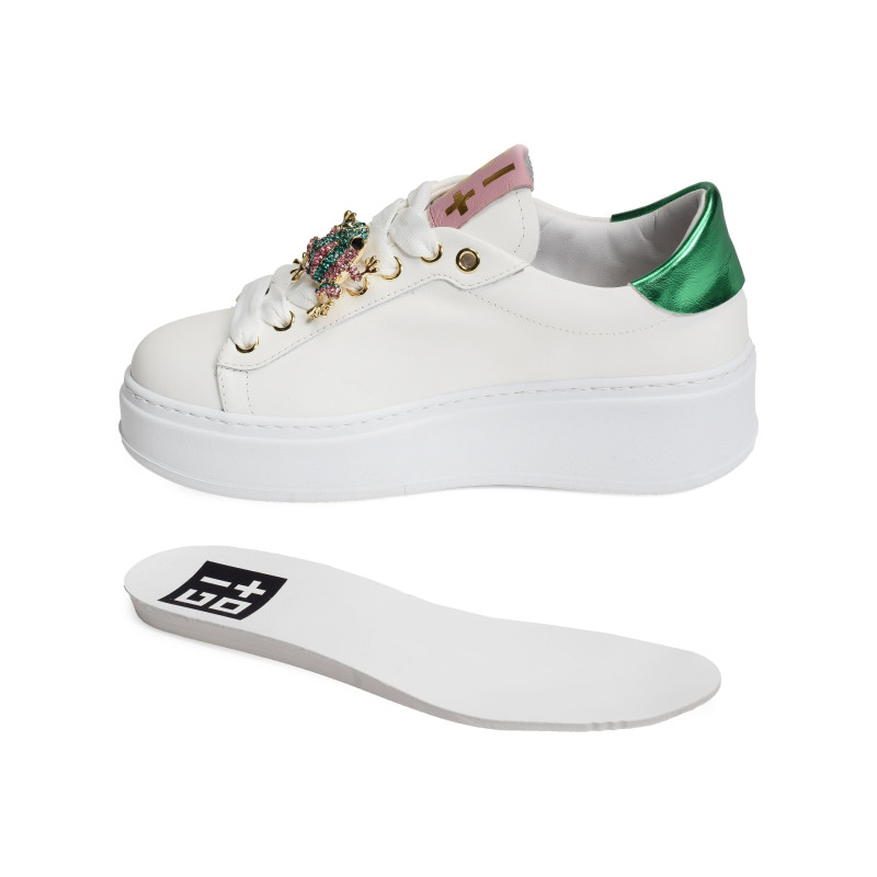 PIA 144A Blanc Vert, Sneakers basses Giopiu