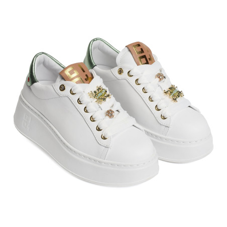 PIA 150A Blanc Vert, Sneakers basses Giopiu