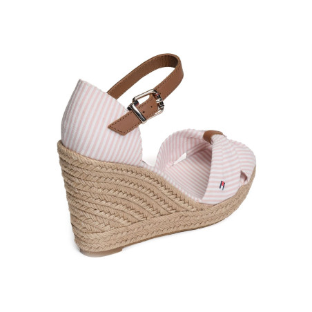 BASIC SEERSUCKER HIGH WEDGE 7160 Blanc Rose, Sandales compensées Tommy Hilfiger