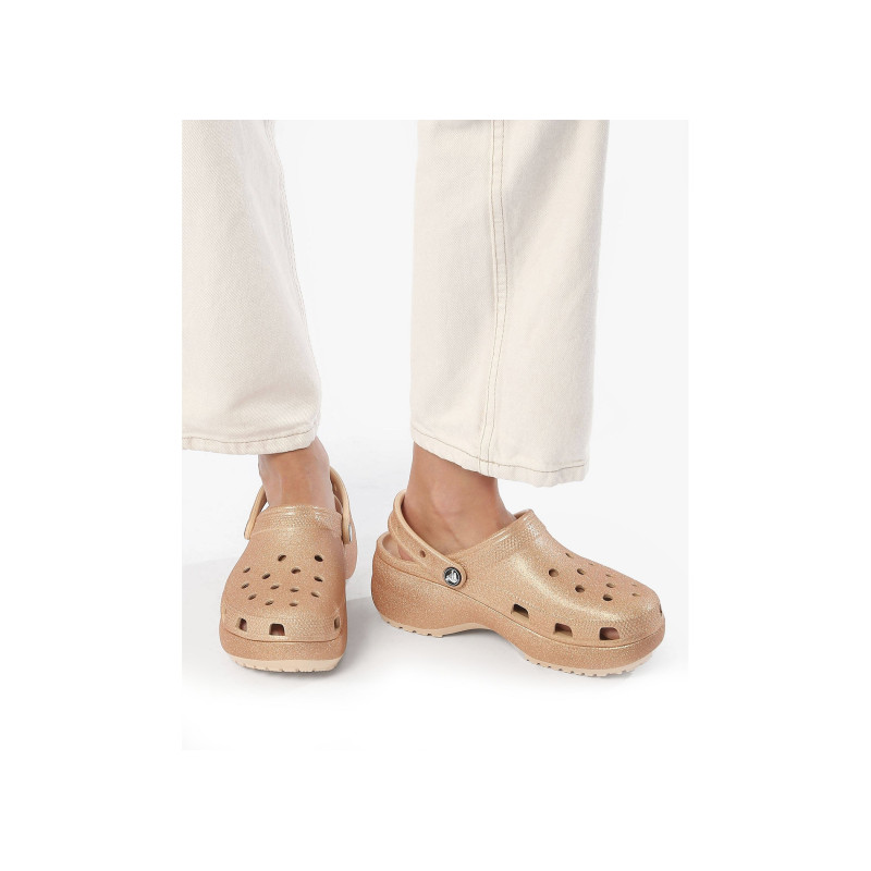 CLASSIC PLATFORM GLITTER CLOG Cuivre, Sabots Crocs