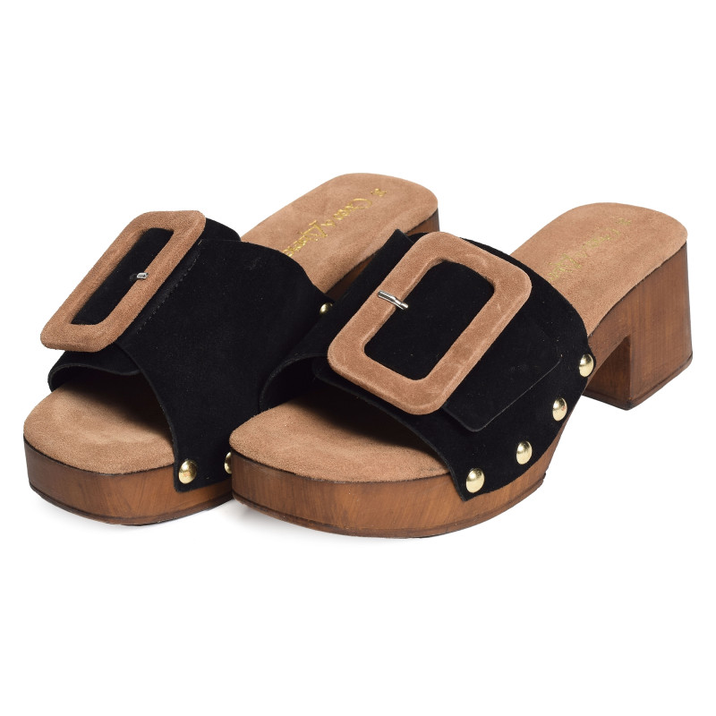 CARAMANY Noir, Mules Coco & Abricot