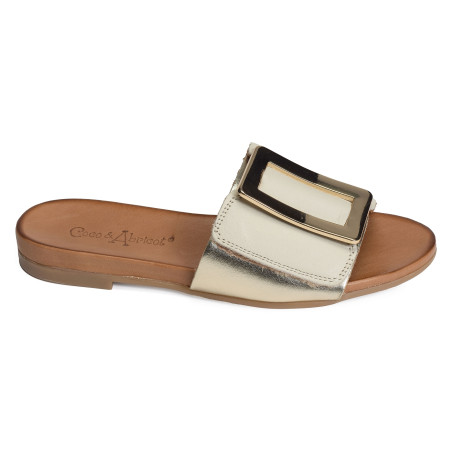 MUIDORGE Beige Or, Mules Coco & Abricot