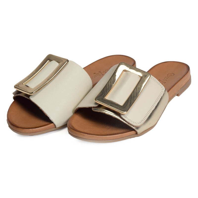 MUIDORGE Beige Or, Mules Coco & Abricot