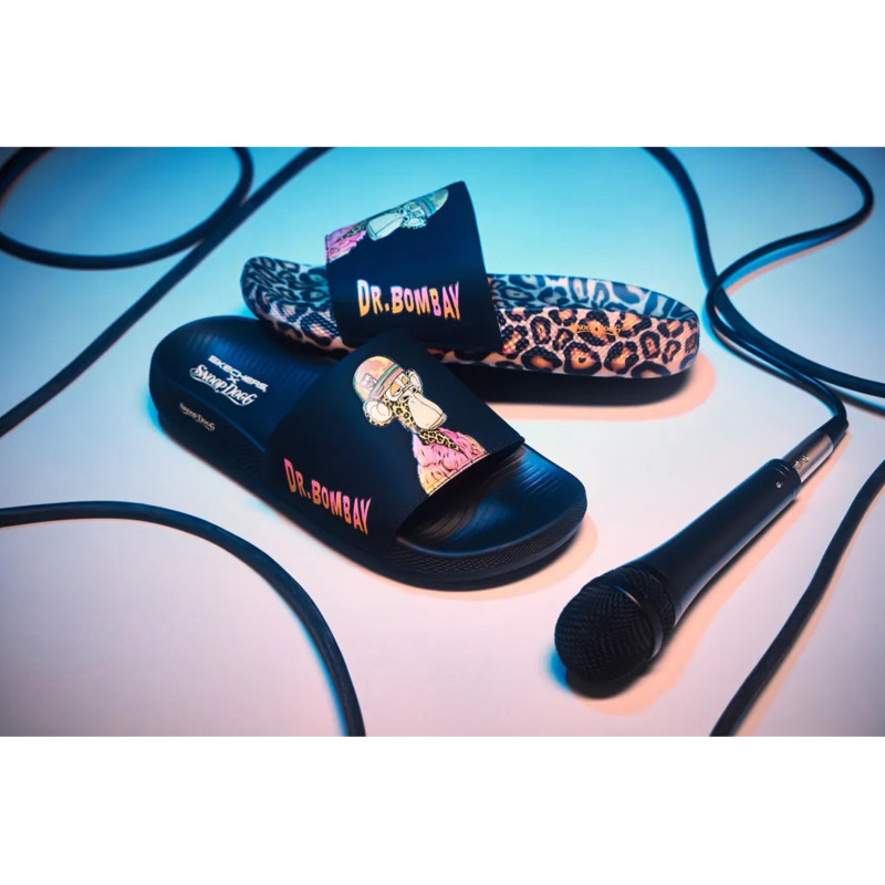 SANDAL DR BOMBAY Noir Léopard, Claquettes Skechers