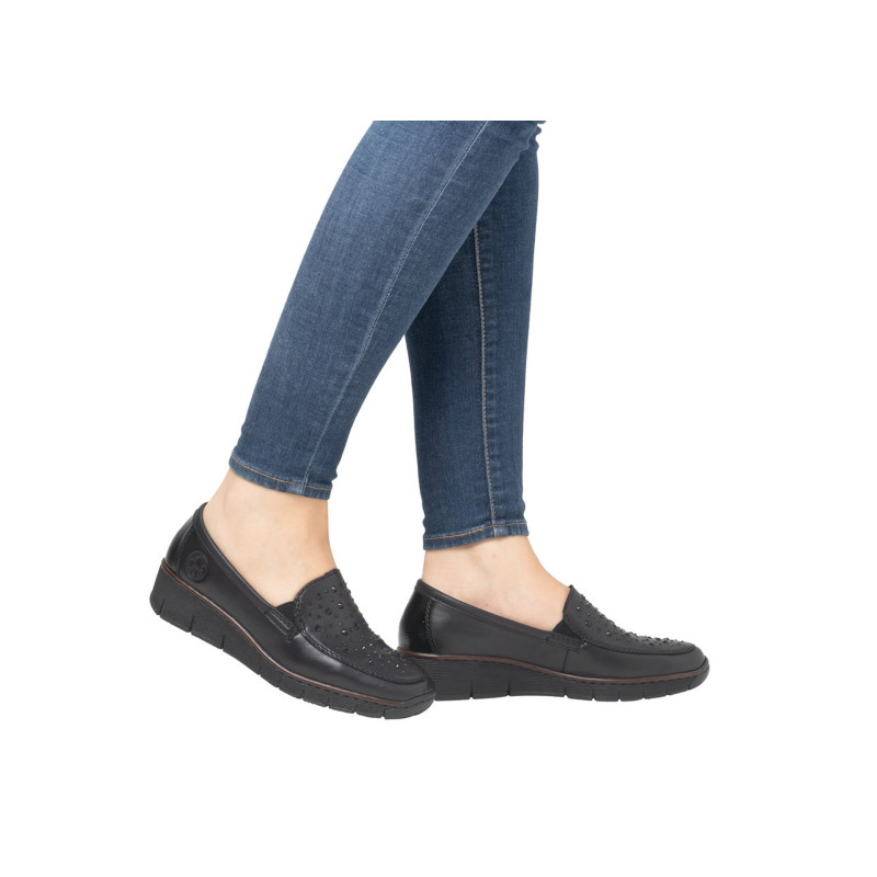 53752 Noir, Mocassins Rieker