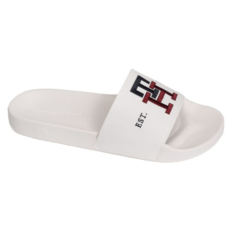 TH EMBROIDERY POOL SLIDE 4465 Blanc, Claquettes Tommy Hilfiger