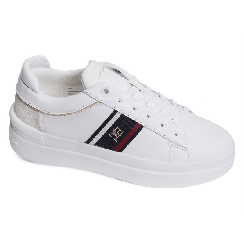 CORP WEBBING COURT SNEAKER 7387 Blanc, Sneakers basses Tommy Hilfiger