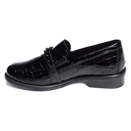 D0F03 Verni Noir, Mocassins Remonte