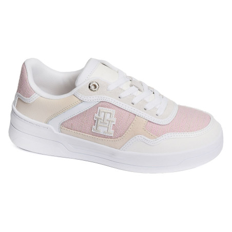 TH WOVEN BASKET SNEAKER 7289 Blanc Rose, Sneakers basses Tommy Hilfiger