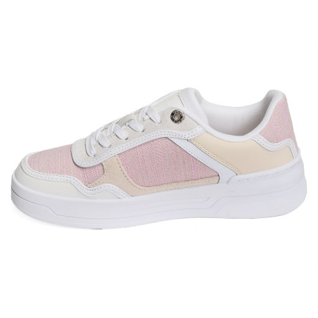 TH WOVEN BASKET SNEAKER 7289 Blanc Rose, Sneakers basses Tommy Hilfiger