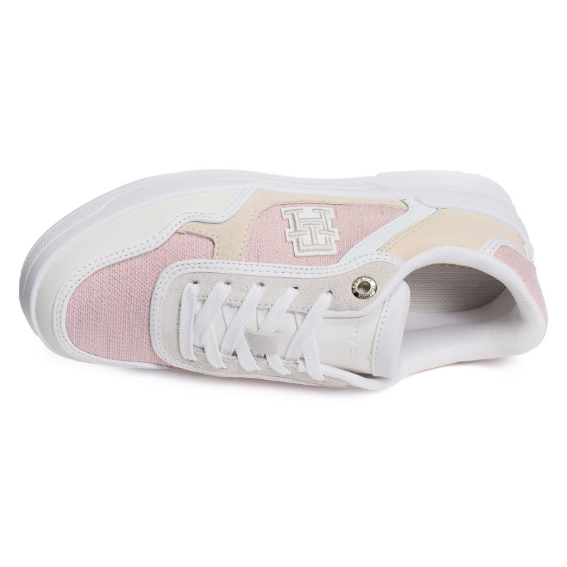 TH WOVEN BASKET SNEAKER 7289 Blanc Rose, Sneakers basses Tommy Hilfiger