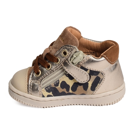 FRIDA ZIP Beige Léopard, Chaussures à Lacets Babybotte