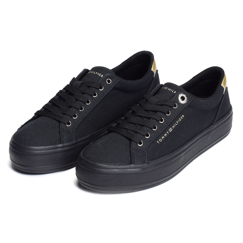 ESSENTIAL VULC CANVAS SNEAKER 7682 Noir, Chaussures basses Tommy Hilfiger