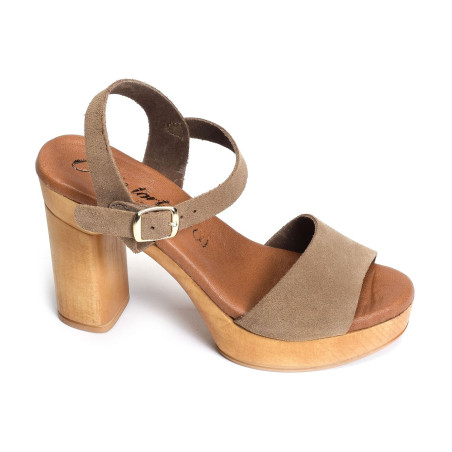 98384 Taupe, Nu-Pieds à talon Carla Tortosa