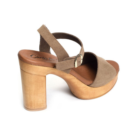 98384 Taupe, Nu-Pieds à talon Carla Tortosa