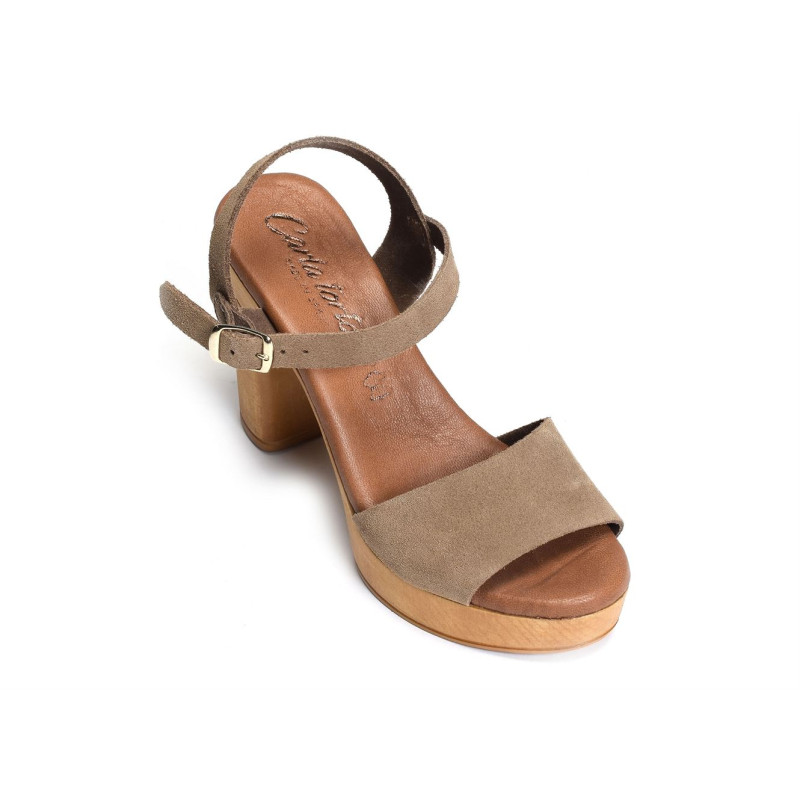 98384 Taupe, Nu-Pieds à talon Carla Tortosa