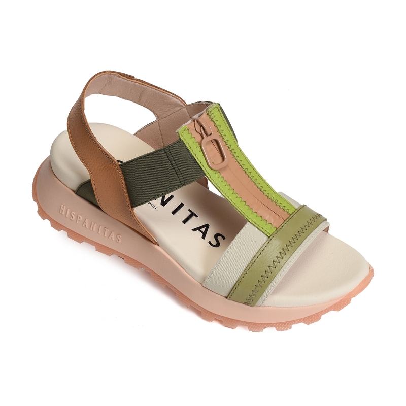 MAUI 243308 Beige Kaki, Sandales compensées Hispanitas