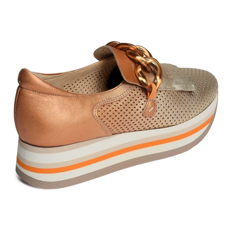 CYNTHIA Platine Orange, Mocassins Softwaves