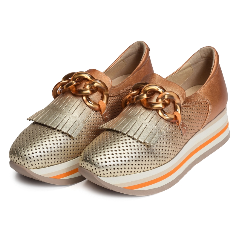 CYNTHIA Platine Orange, Mocassins Softwaves