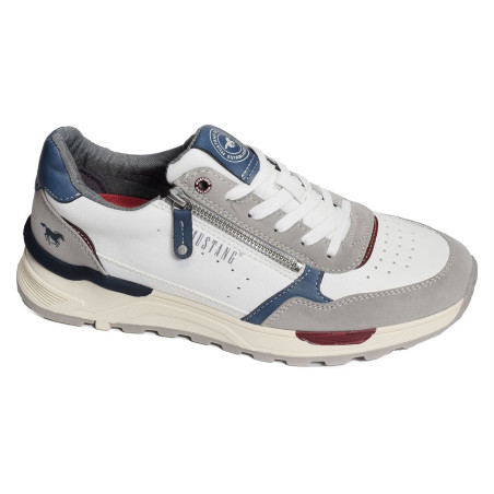 4186301 Blanc Gris, Baskets running Mustang