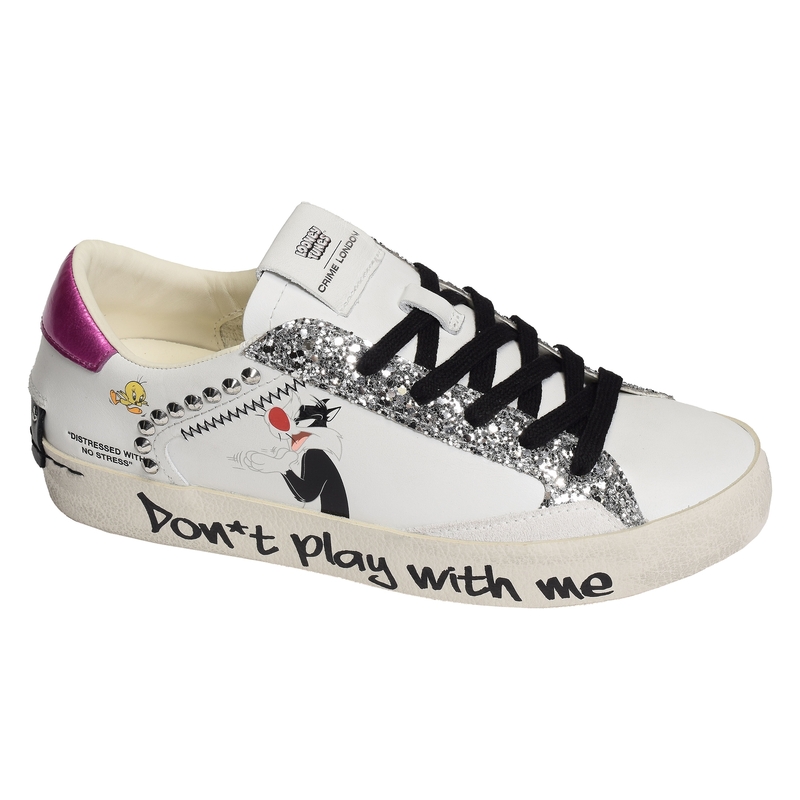 SK8 DELUXE Blanc Argent, Sneakers basses Crime London