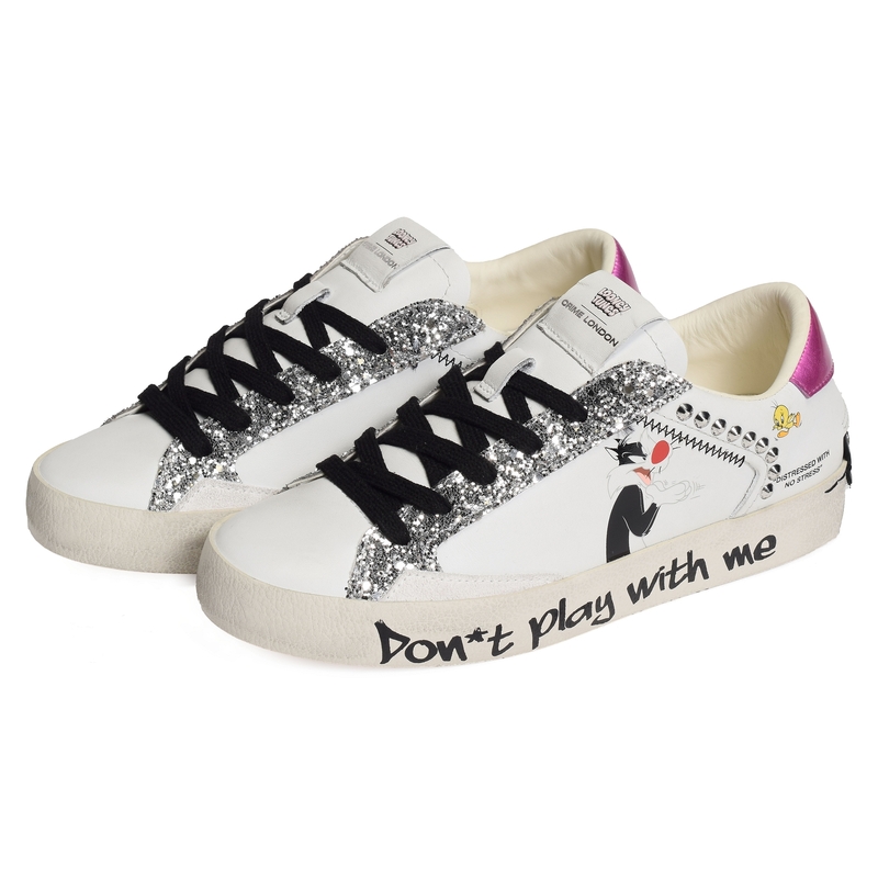 SK8 DELUXE Blanc Argent, Sneakers basses Crime London