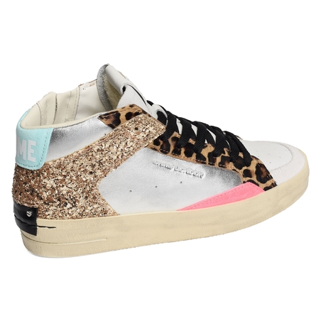 SK8 DELUXE MID Blanc Léopard, Baskets montantes Crime London