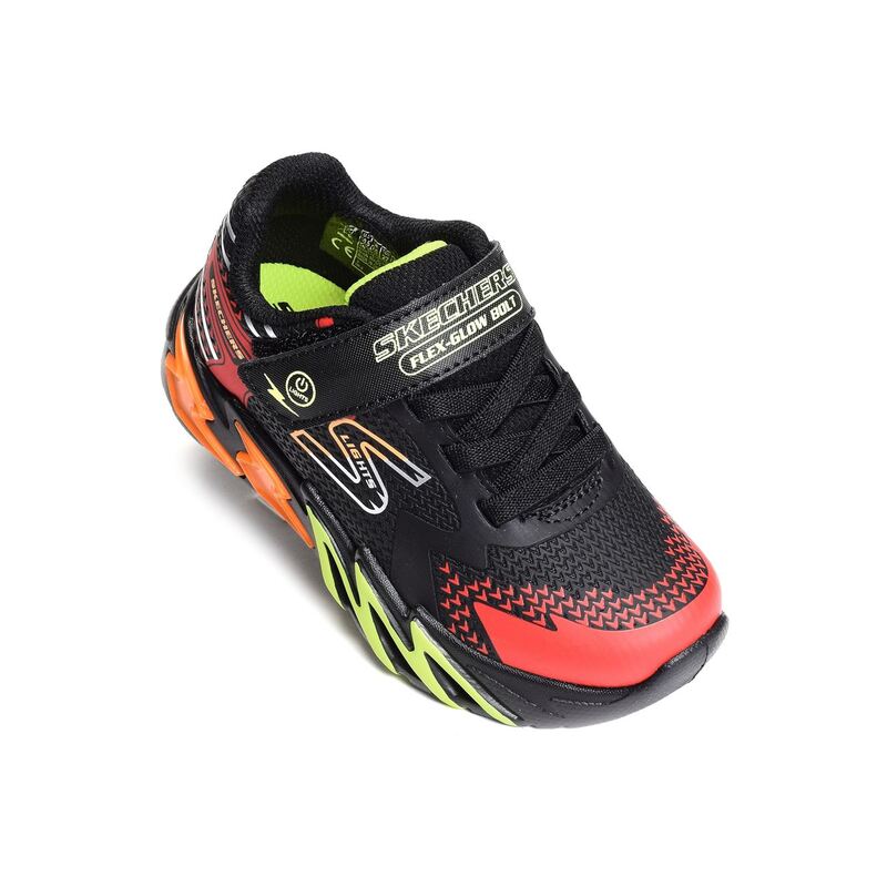 FLEX GLOW BOLT Noir Rouge, Baskets running Skechers