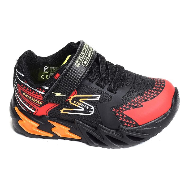 FLEX GLOW BOLT BB Noir Rouge, Baskets running Skechers