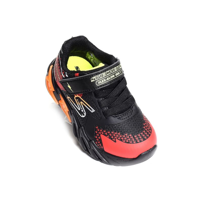 FLEX GLOW BOLT BB Noir Rouge, Baskets running Skechers