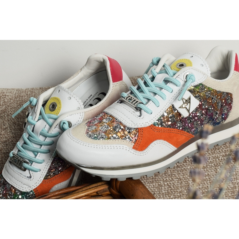 C848 W Blanc Multicolore, Baskets running Cetti