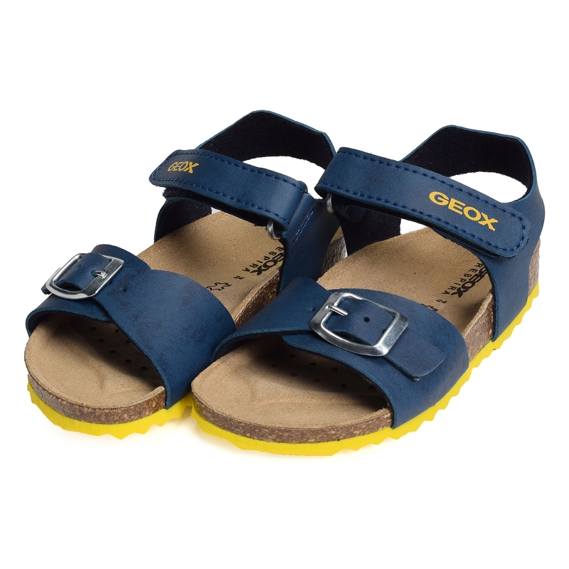 J GHITA BB Bleu Jaune, Sandales plates & Nu-Pieds Geox