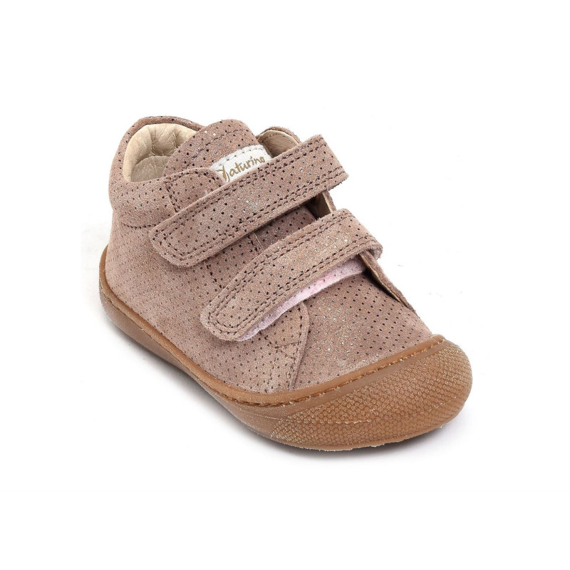 COCOON GIRL VELCRO VELOURS Rose, Chaussures à Scratch Naturino