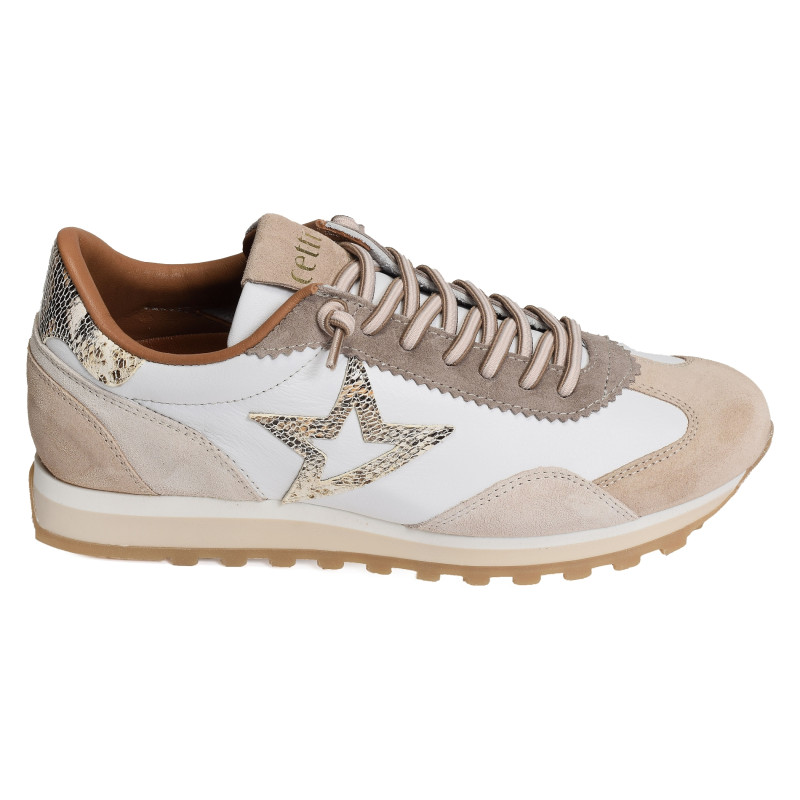 C1259 W Beige Blanc, Baskets running Cetti