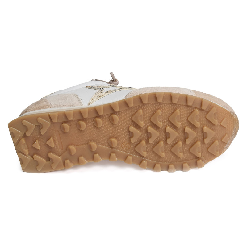 C1259 W Beige Blanc, Baskets running Cetti