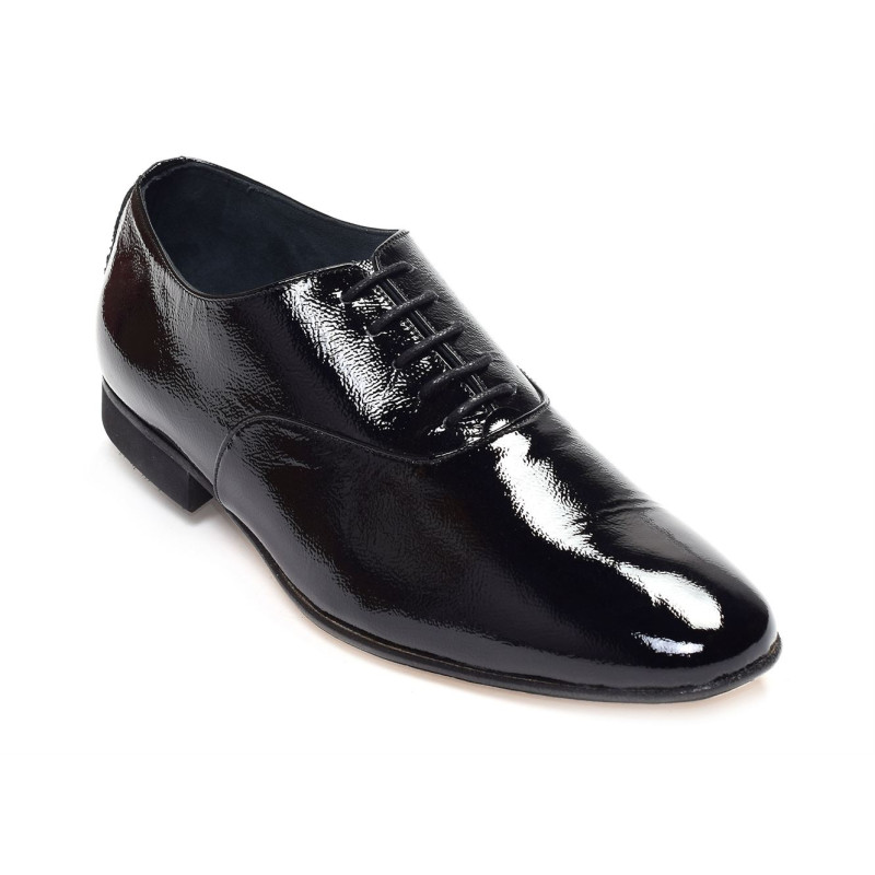 CROSSMAN Verni Noir, Chaussures de Ville Pierre Cardin