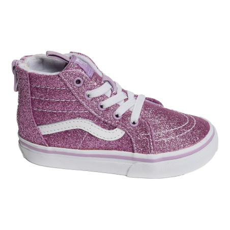 TD SK8 HI BB ZIP Rose Glitter, Baskets montantes Vans