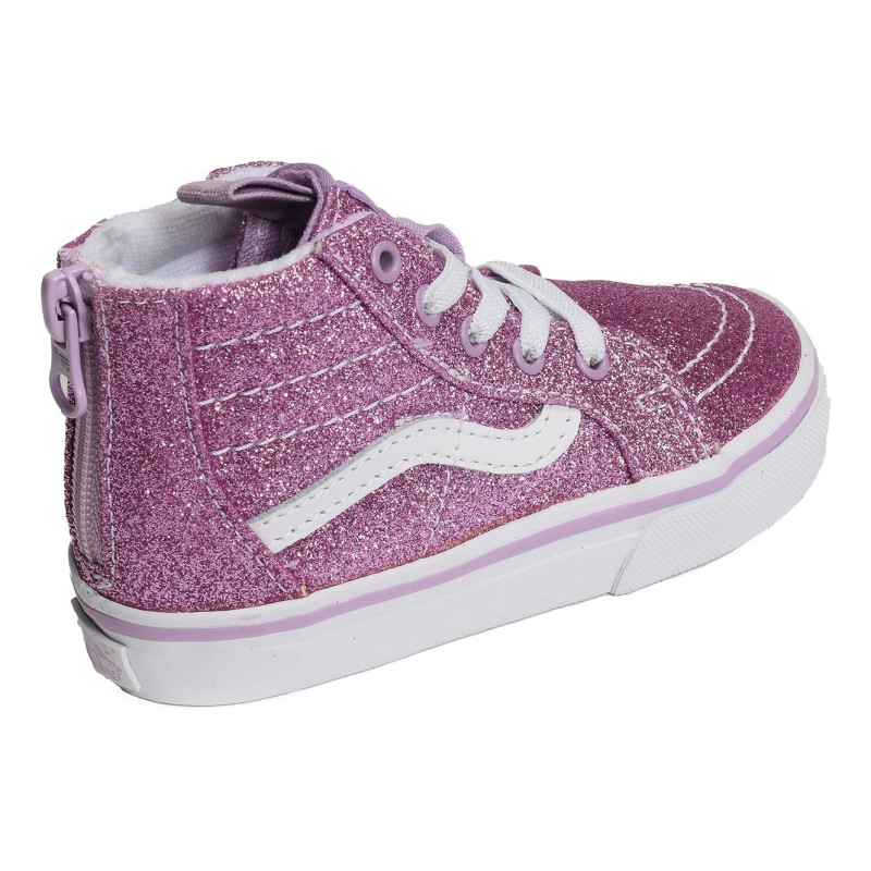 TD SK8 HI BB ZIP Rose Glitter, Baskets montantes Vans