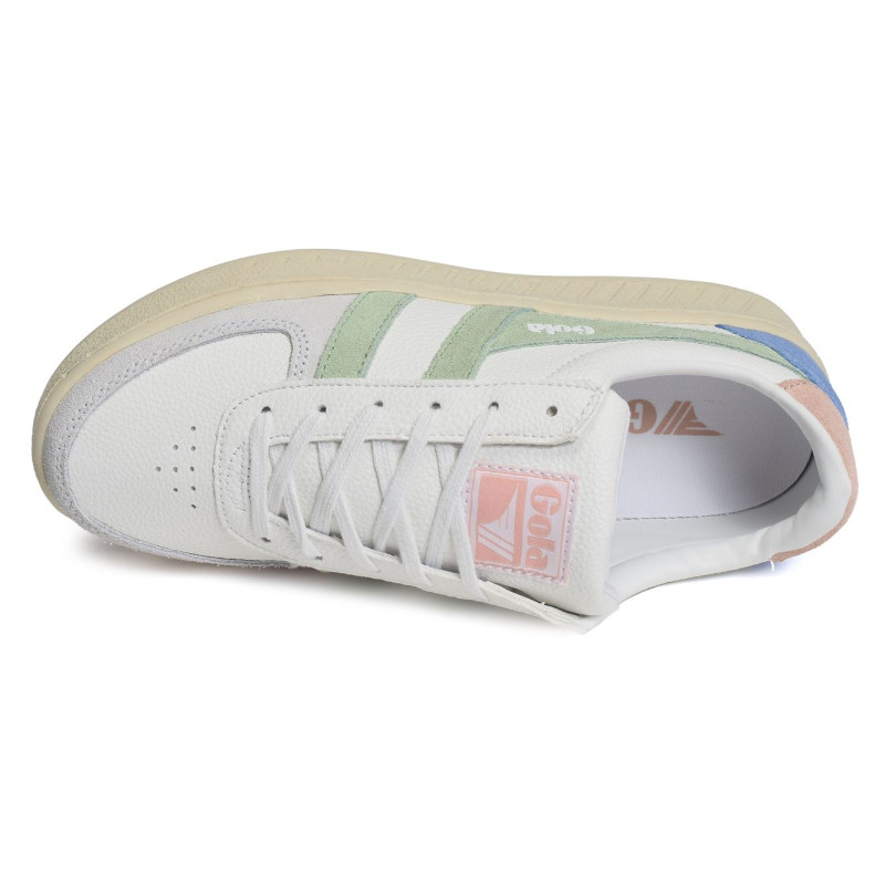 GRANDSLAM TRIDENT TRAINERS W Blanc Vert, Sneakers basses Gola