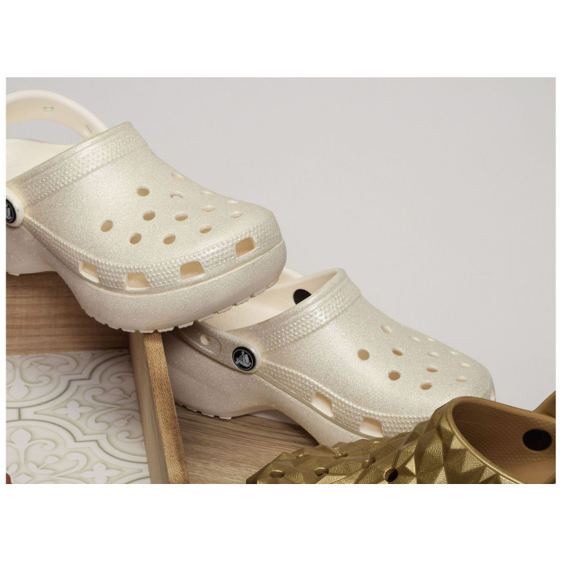 CLASSIC PLATFORM GLITTER CLOG Blanc, Sabots Crocs