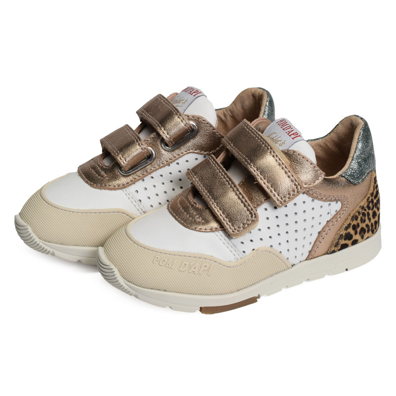 POUSS BUMP PERFO Blanc Bronze, Baskets running Pom d'Api