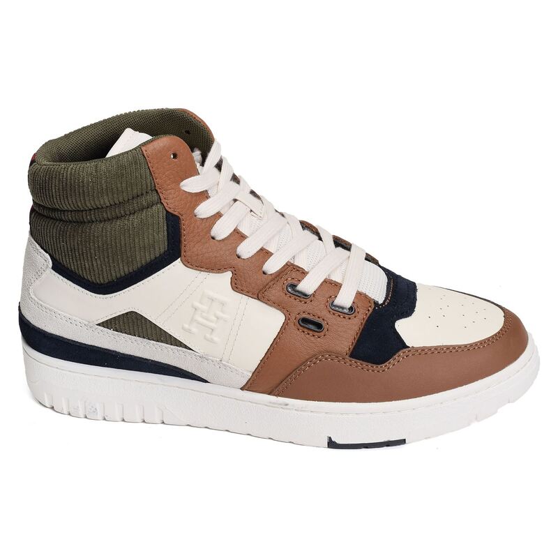 TH BASKET BETTER MIDCUT LTH MIX 4793 Beige Marron, Baskets montantes Tommy Hilfiger