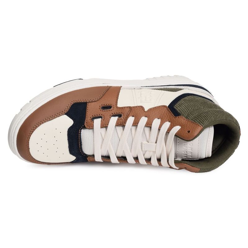 TH BASKET BETTER MIDCUT LTH MIX 4793 Beige Marron, Baskets montantes Tommy Hilfiger