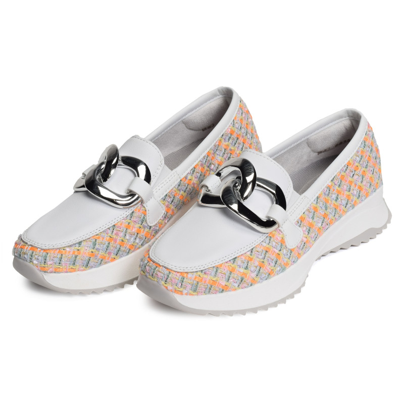 W1303 Blanc Multicolore, Mocassins Rieker